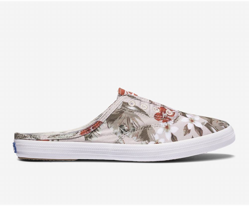 Women's Keds Moxie Tropical Feat Organic Cotton Slip Ons Cream Multicolor 2741609WX - South Africa